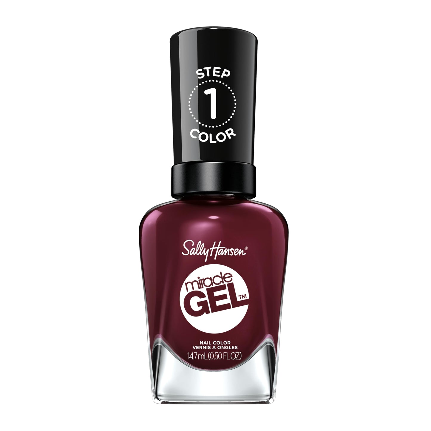 White Smoke Sally Hansen Miracle Gel Salon Quality Nail Polish | Gel-Like Formula, Two-Step System, No UV Light Needed, Long Lasting | Opaque, Glossy | 479 Wine Stock | Wine Red Nail Color