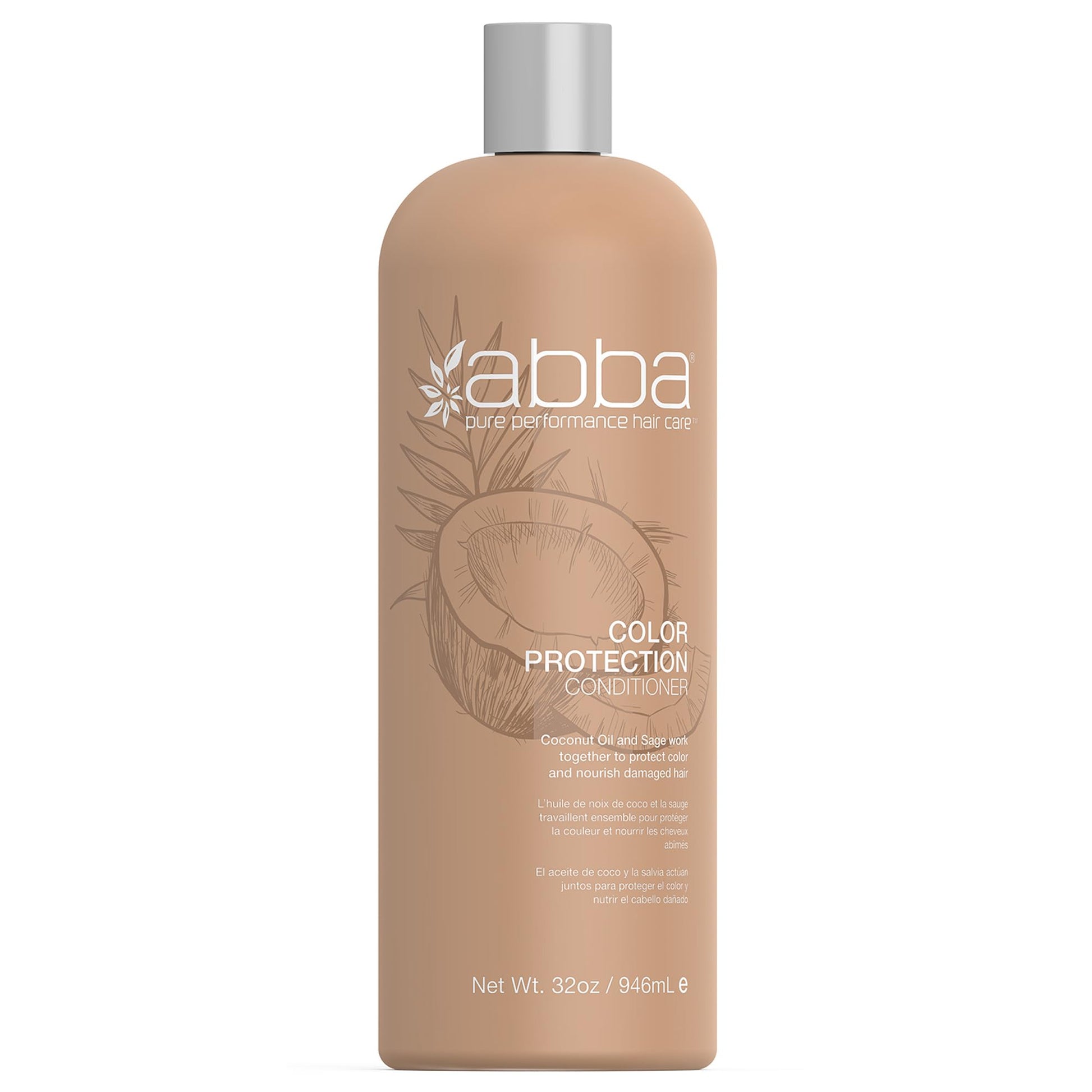 Tan ABBA - Pure Color Protection Conditioner - Coconut Oil & Sage, 32 fl oz