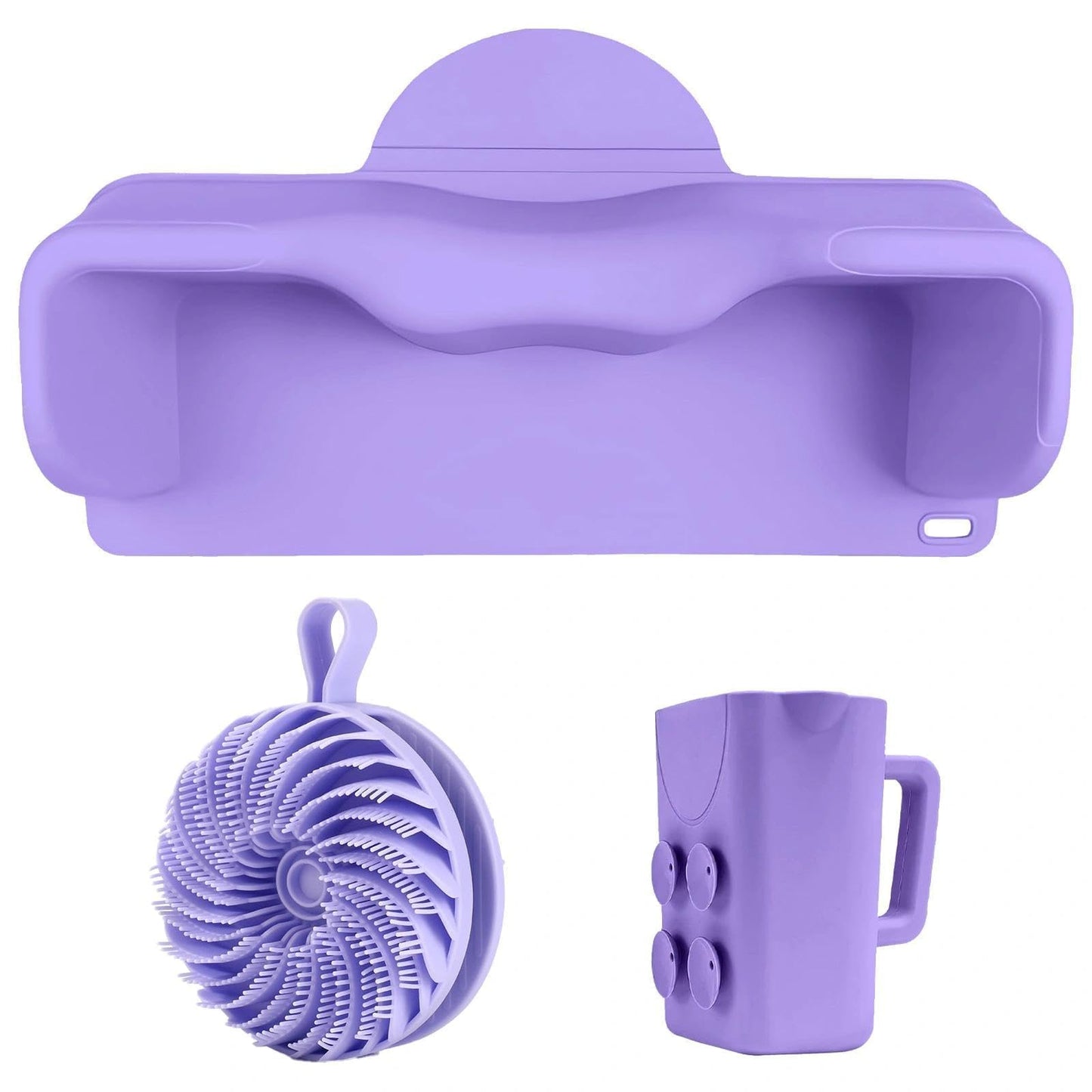 White Smoke nestery Hair Washing Station for Kids, Silicone Portable Shampoo Bowl and Elderly with Rinse Cup & Scalp Massager, Hair Washing Basin for Sink or Bathtub at Home with Neck Support Purple