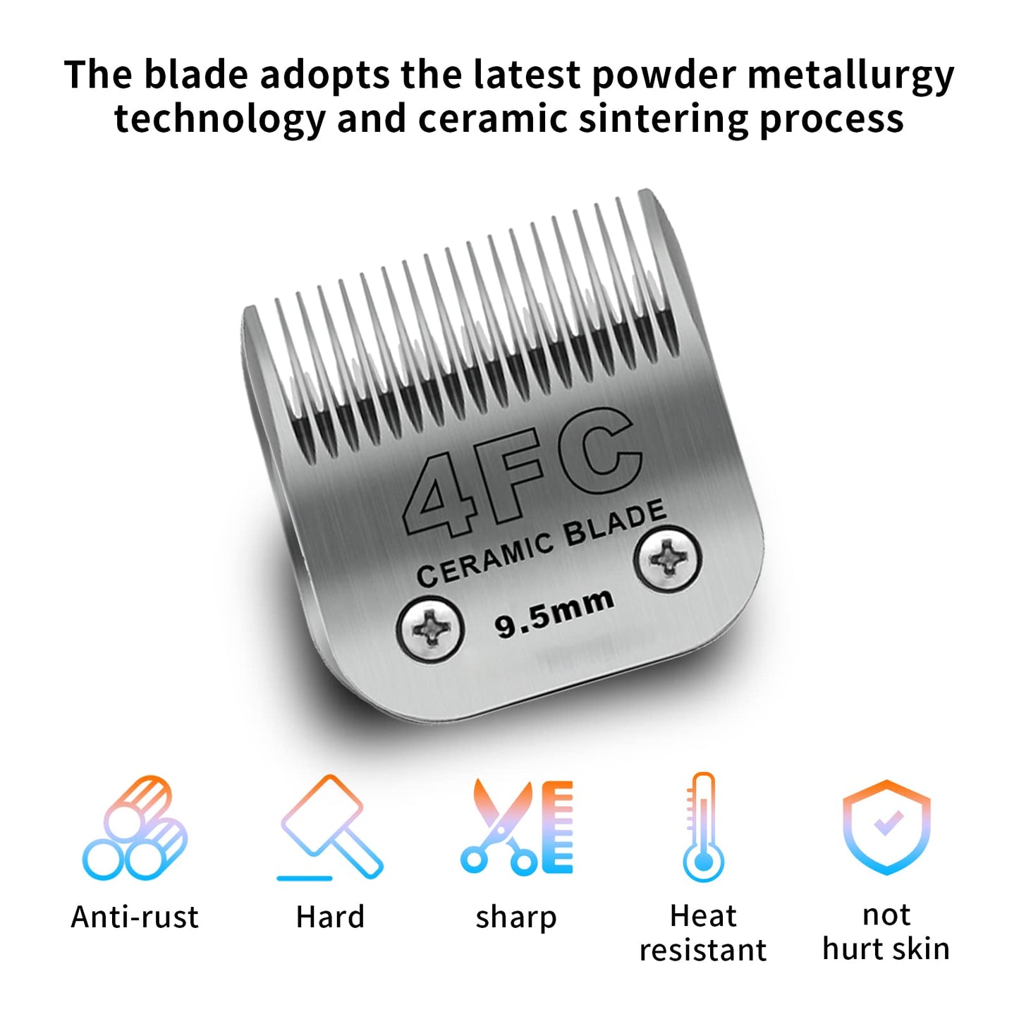 White Smoke DODAER 3 Pack 4FC Detachable Pet Dog Grooming Ceramic Blades,Compatible with Andis,Oster A5,Wahl KM-10 Series,Size 4FC Blade 3/8-Inch 9.5MM Cut Length