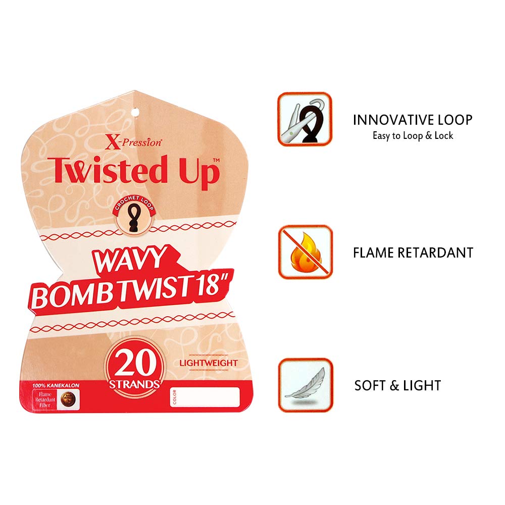 White Smoke MULTI PACK DEALS! Outre Crochet Braids X-Pression Twisted Up Wavy Bomb Twist 18" (1-PACK, 2T1B/350)