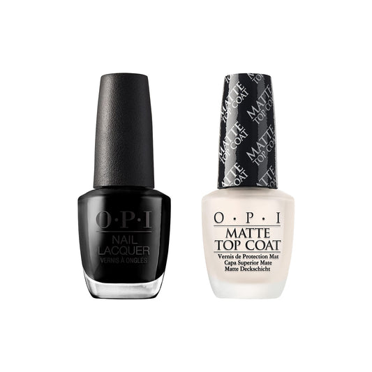 White Smoke OPI Nail Lacquer, Black Onyx & Matte Top Coat Bundle