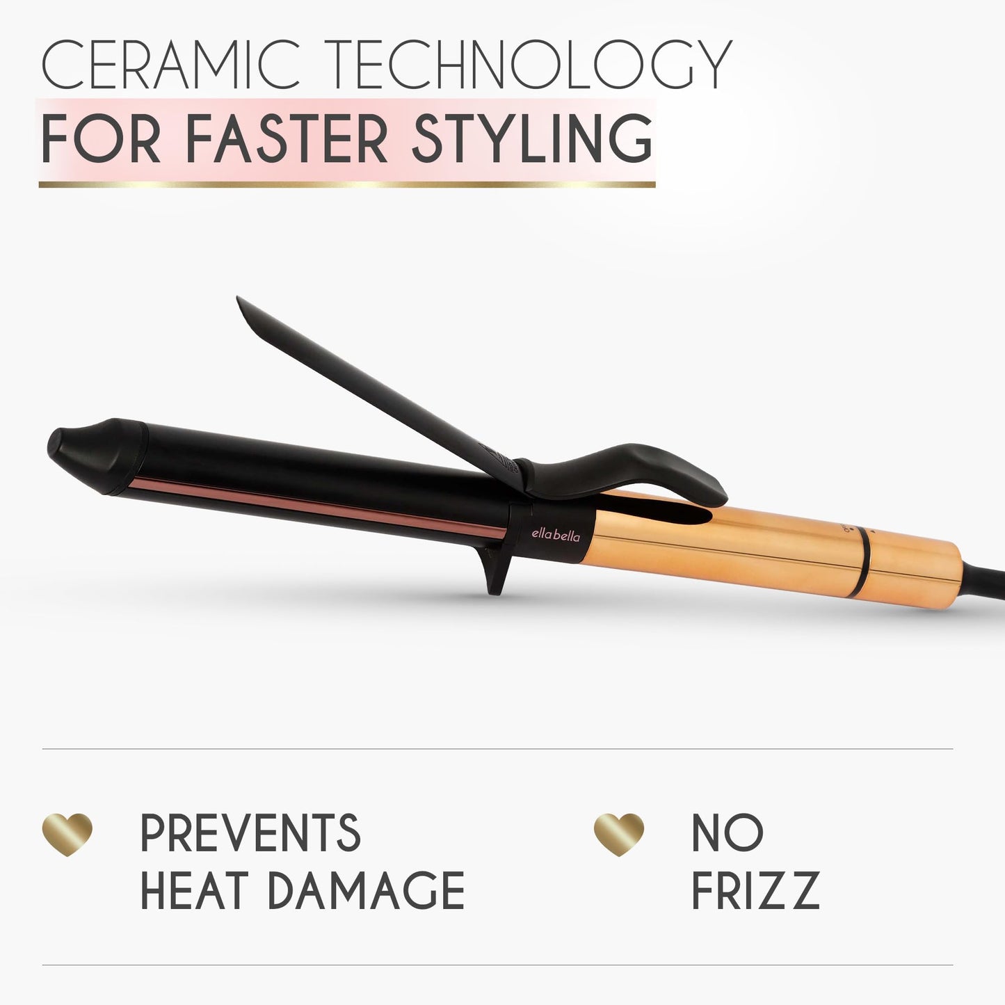 White Smoke ELLA BELLA® Curling Iron 1 Inch • Professional Hair Curler • Curling Wand • Ceramic Curling Irons • Transform Your Look in Seconds • Suitable for All Hair Types • Say Goodbye to Heat Damage