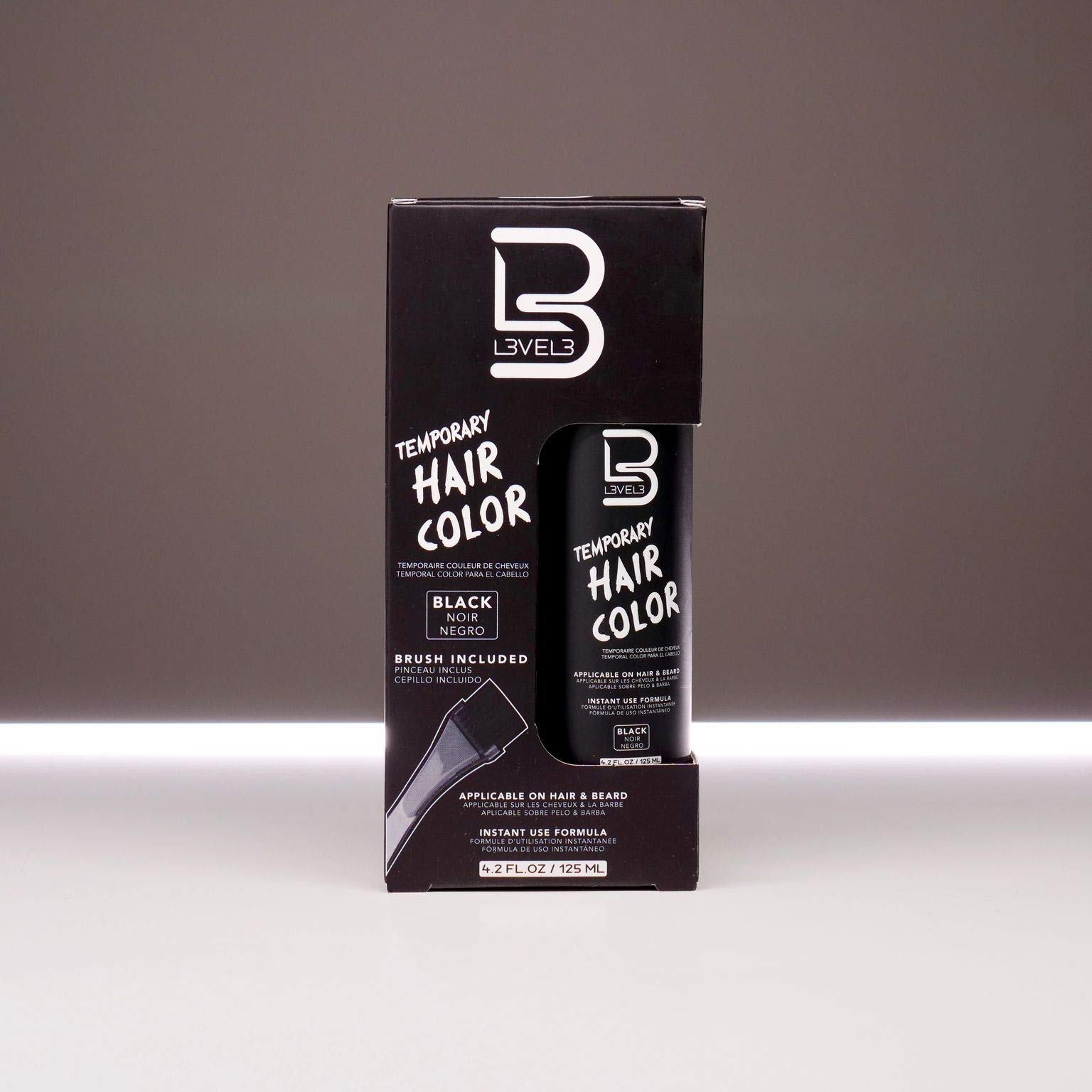 Dim Gray L3 - Temporary Beard Color - Full Beard in Minutes - Easy to Apply and No Mixing Required - Level 3 Natural Looking Black Dye