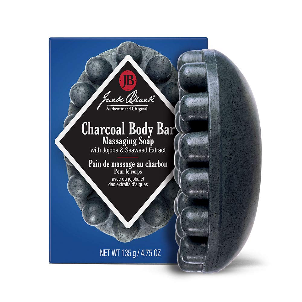 White Smoke Jack Black Charcoal Body Bar Massaging Soap, Mens Bar Soap, 4.75 oz