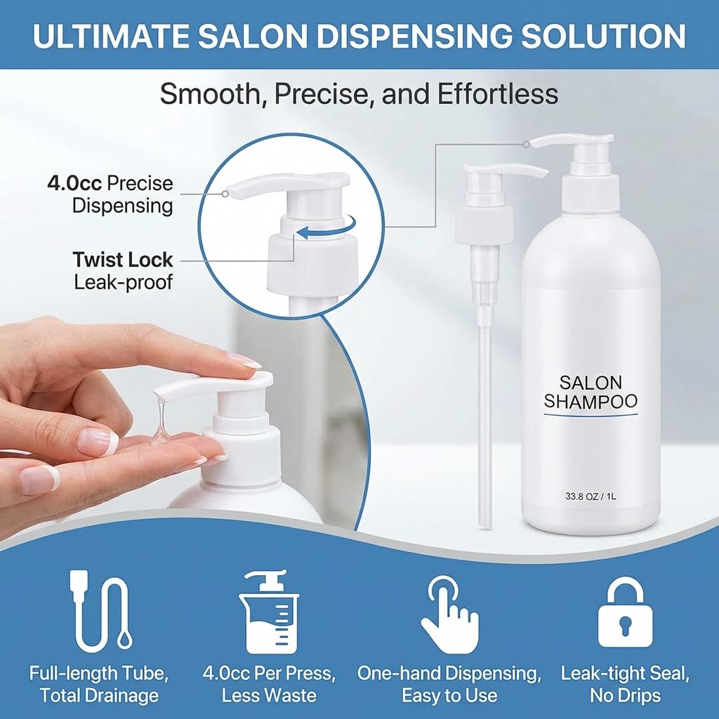 Lavender 2 Pack Pump for Joico Shampoo and Conditioner 1 L / 33.8 Fl Oz Bottle, Liter Pump for Joico Shampoo Purple Clear Twist Lock Dispenser Pumps