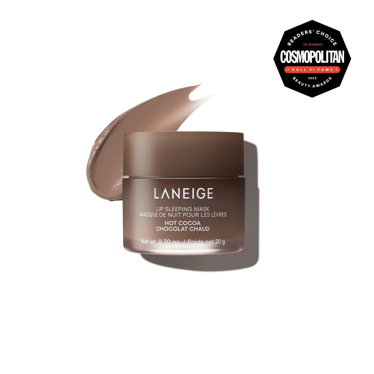 White Smoke LANEIGE Lip Sleeping Mask, Hot Cocoa: Nourishing Overnight Lip Treatment with Vitamin C, Shea & Murumuru Butter for Hydrating Dry, Flaky Lips