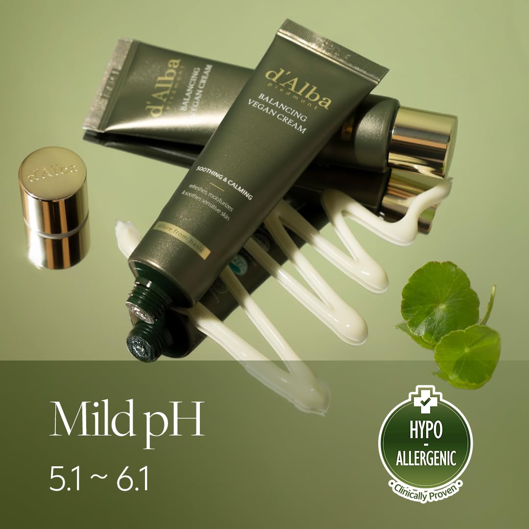 Tan d'alba Piedmont Italian White Truffle Mild Skin Balancing Vegan Cream, Hydrating and Gentle Moisturizer, Mild pH Balancing Cream with White Truffles for Sensitive Skin, Watery Lightweight Texture