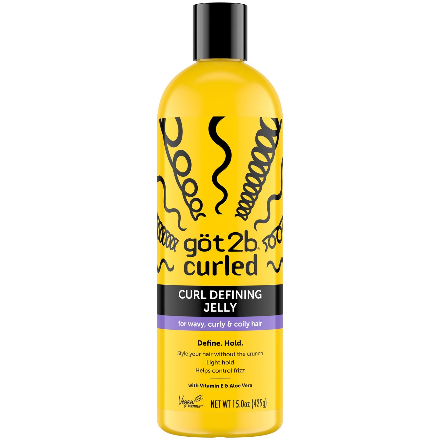 White Smoke Got2B Curled Curl Defining Jelly, 15 Fl Oz, Curl Gel with 72-Hour Frizz Control, Locks in Moisture for Wavy, Curly & Coily Hair, Light Hold, No Crunch Vegan Formula with Vitamin E and Argan Oil
