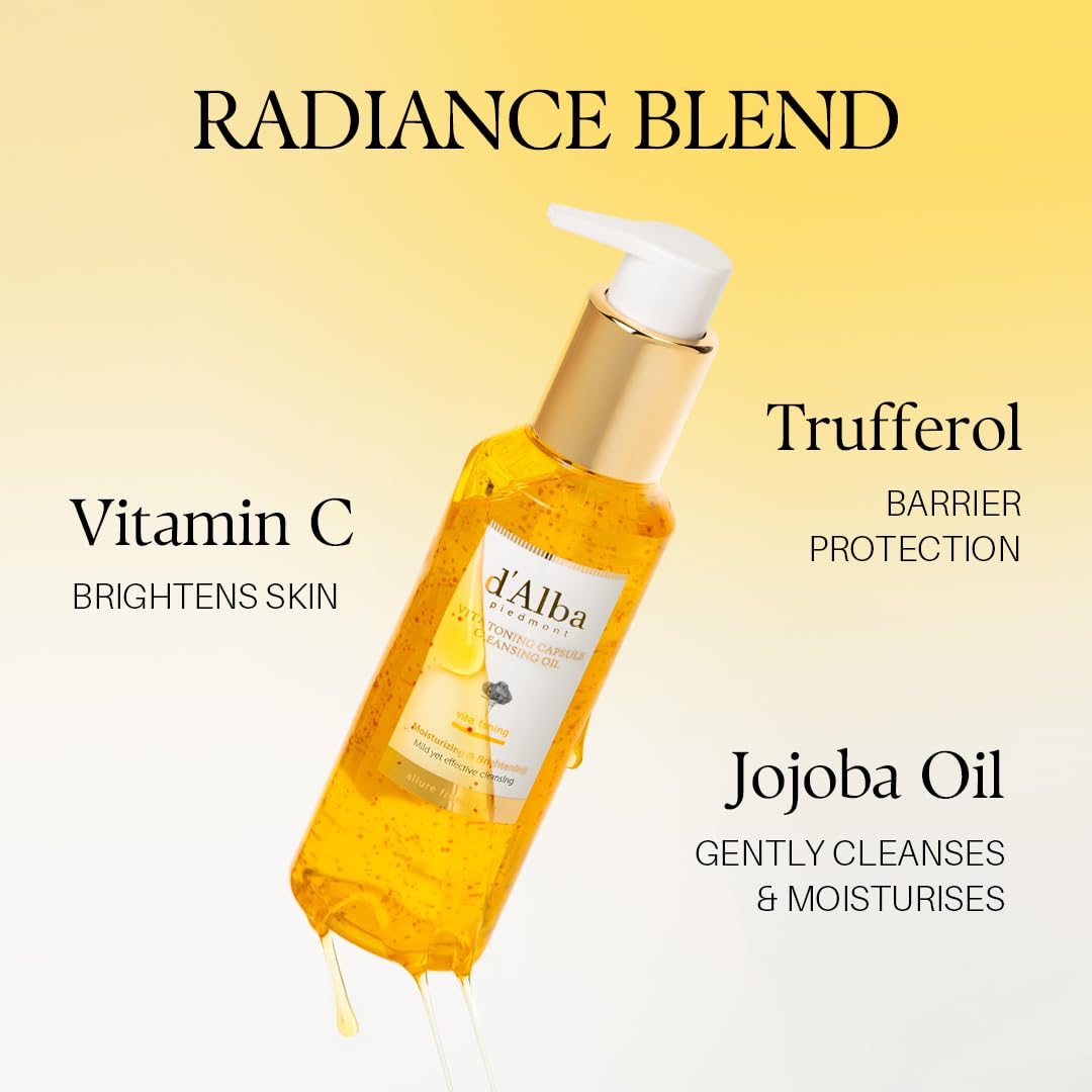 White Smoke d'alba Piedmont Vita Toning Capsule Cleansing Oil (5.07 fl oz.), Vegan Skincare, Deep Cleansing Face Oil with Vitamin C, Glutathione & White Truffle, Makeup Remover, Pore Care
