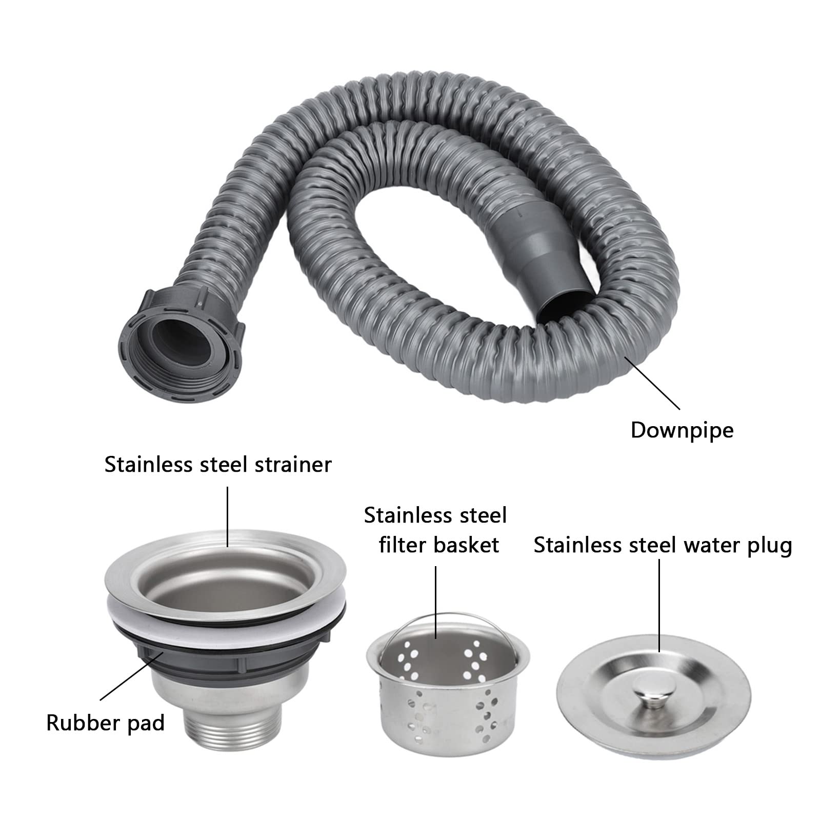 White Smoke Drain Plug Stainless Steel Sink Plug, Hair Salon Shampoo Basin Drain Plug, Sink Plug with Hair Catcher Accessories for Shampoo Bed