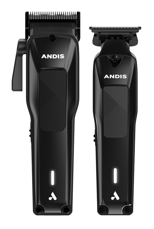 White Smoke Andis 563534 Phenom Clipper & Trimmer Hair Cutting Combo Kit, Professional Barber, Cordless, Beard & Hair, Includes Comb Sets, Lithium-Ion, Black