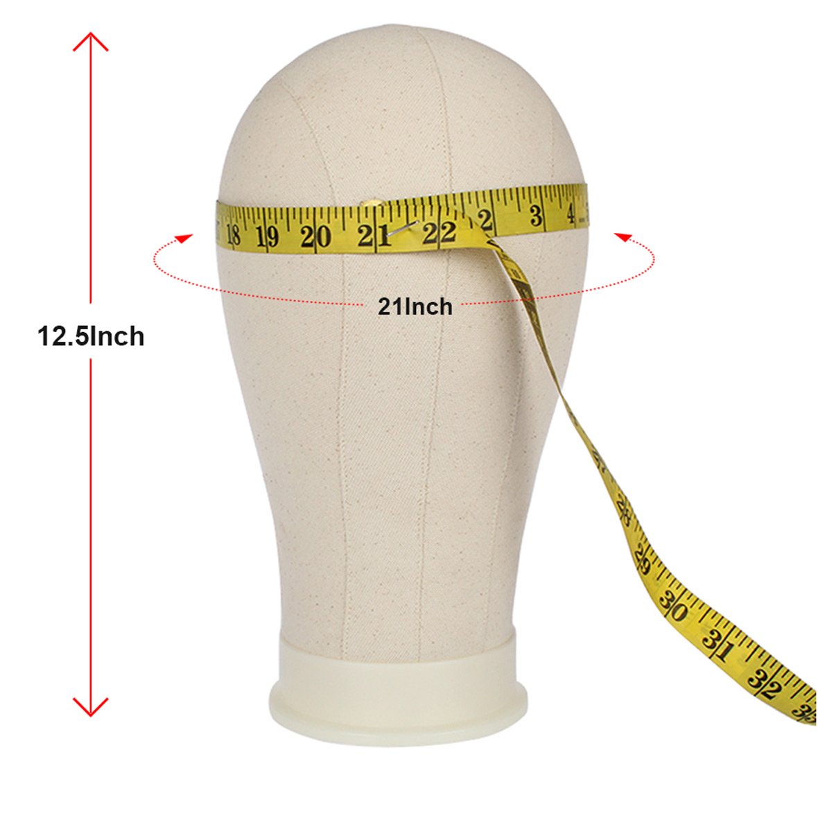 White Smoke Leeven 21"-24" Poly Canvas Block Head Professional Mannequin Canvas Head for Making, Drying,Styling Wigs with Table Clamp Stand 22 Inch