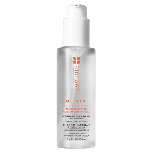 White Smoke Biolage All-In-One Multi-Benefit Styling Oil - Detangles, Nourishes & Smoothes, For All Hair Types, With Moringa Oil, Vegan, 3.4 Fl Oz