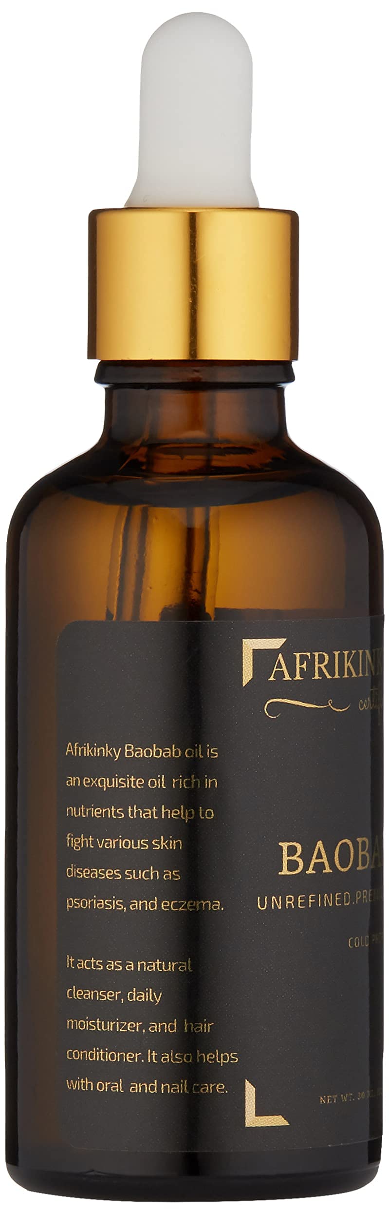 White Smoke AFRIKINKY BAOBAB OIL Unrefined Cold Pressed Premium Fresh (50ml) 100% Pure For Skin Hair Nails Massage | Africa's Best Beauty Oil