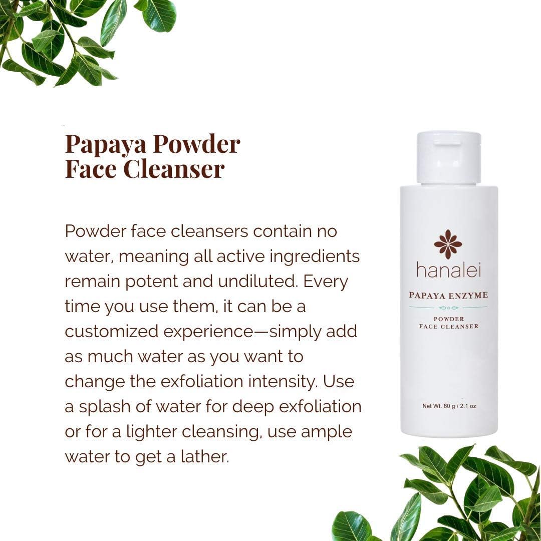 White Smoke Hanalei Papaya Powder Face Cleanser - Gentle Daily Exfoliating Wash, Hydrating Non-Stripping Formula for All Skin Types - Travel-Friendly - Cruelty-Free & Paraben-Free, 60g