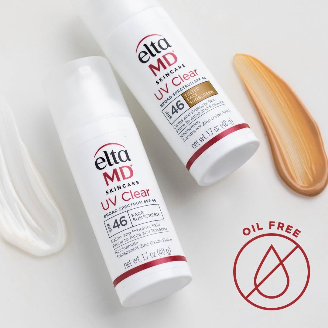 Light Gray EltaMD UV Clear Face Sunscreen SPF 46, Oil-Free Sunscreen with Zinc Oxide, Dermatologist Recommended