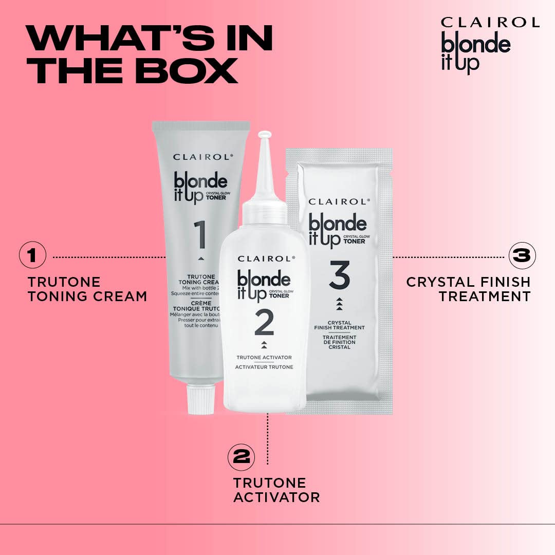 Light Coral Clairol Blonde It Up Crystal Glow Toners Demi-Permanent Hair Dye, Rose Quartz Hair Color | Ammonia Free | Add Pearlescent Tones to Pre-Lightened Shades | Neutralizes Warmth | Pack of 1