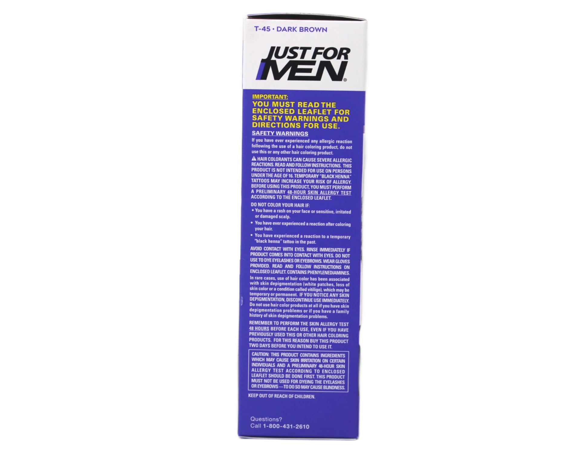 Slate Blue JUST FOR MEN Touch of Gray Hair Treatment T-45 Dark Brown, 2 Pack