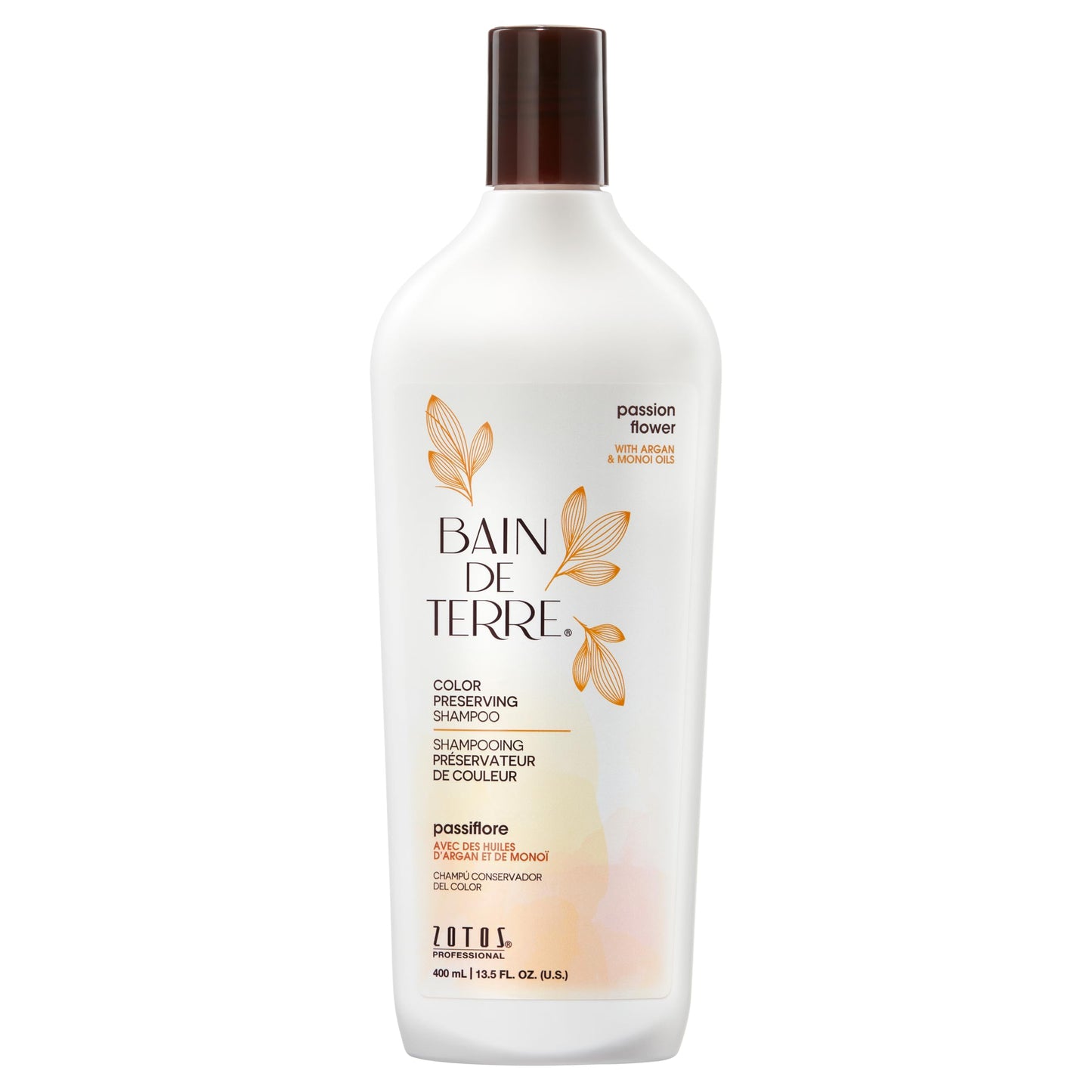 White Smoke Bain de Terre Passion Flower Color Preserving Shampoo, for Vibrant Color & Protection from Fading, with Argan & Monoi Oils, Paraben-free, Vegan, 13.5 Fl Oz