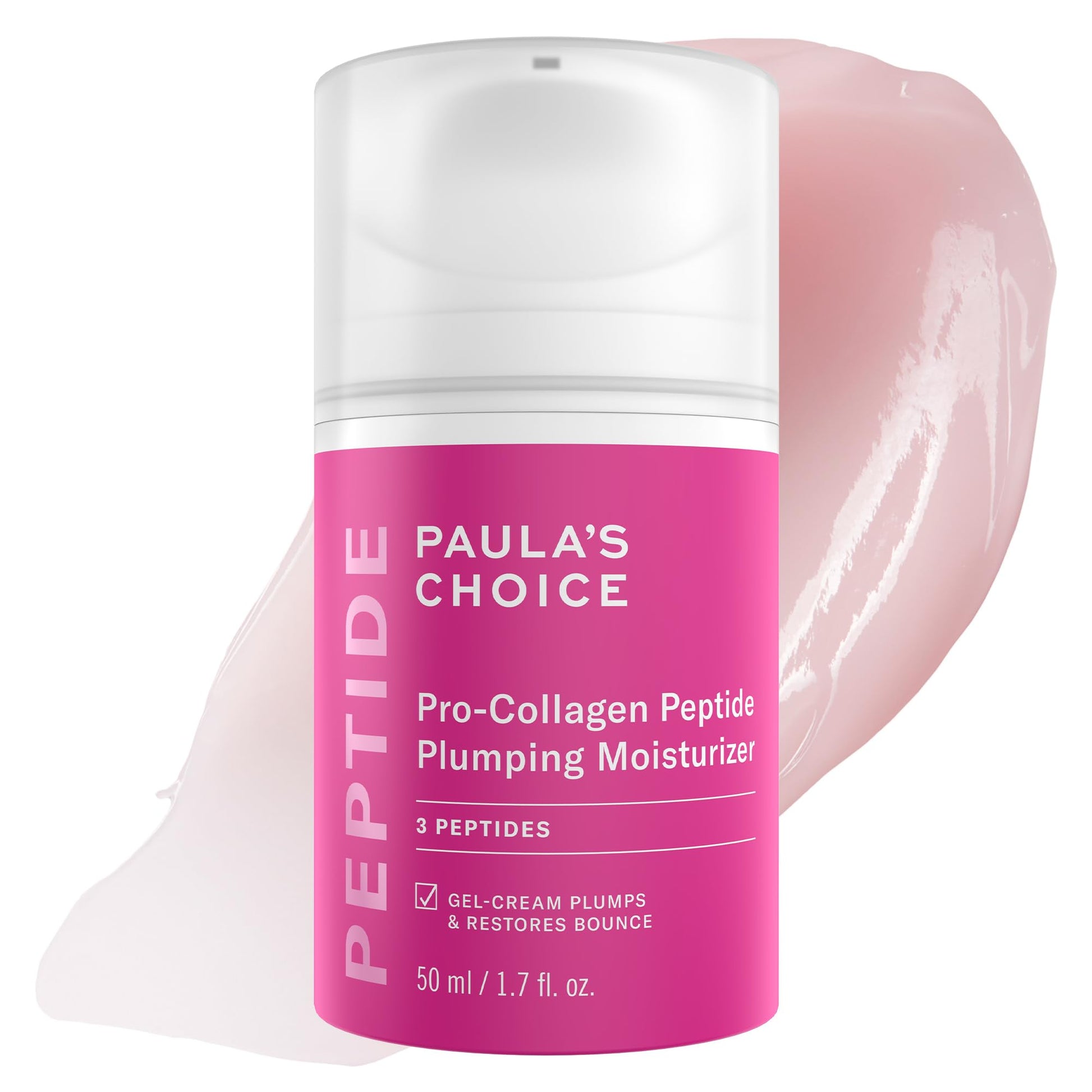 White Smoke Paula's Choice Pro-Collagen Peptide Plumping Face Moisturizer, Daily Gel Face Cream for Deep Lightweight Hydration, Wrinkles & Loss of Firmness, Fragrance-Free, 1.7 Fl Oz