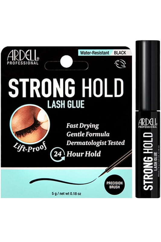 Black Ardell Strong Hold Lash Glue, Black - Professional Waterproof Lash Adhesive for Strip Lashes with Precision Brush, Fast-Drying 24-Hour Lift-Proof Formula, 1-Pack