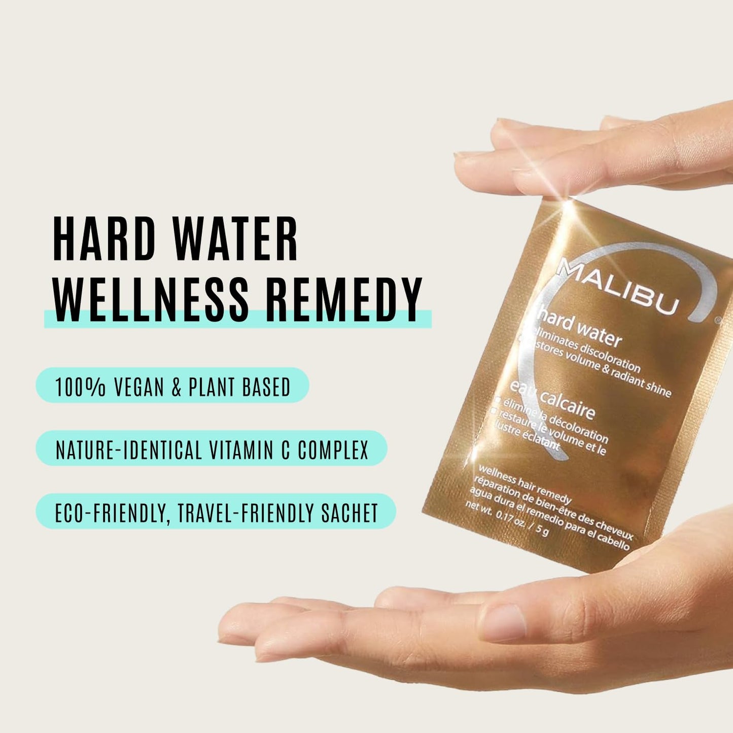 Lavender Malibu C Hard Water Wellness Hair Remedy - Removes Hard Water Deposits & Impurities + Restores Volume and Radiant Shine with Vitamin C Complex (1 Packet)