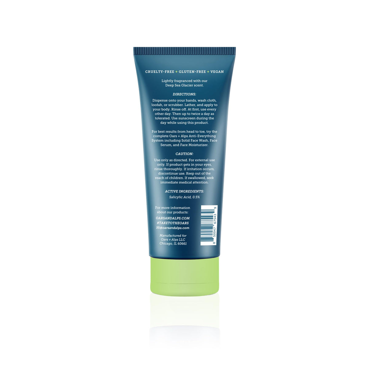 White Smoke Oars + Alps Anti-Everything Body Wash for Men, Acne-Fighting Body Wash with Salicylic Acid, Niacinamide & Vitamin C, Clears Skin, Deep Sea Glacier Scent, 8oz