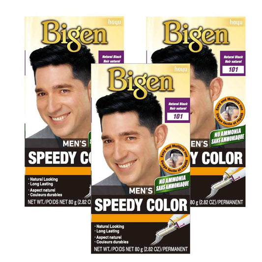 White Smoke Bigen Men’s Speedy Color 101 Natural Black - 3 Pack