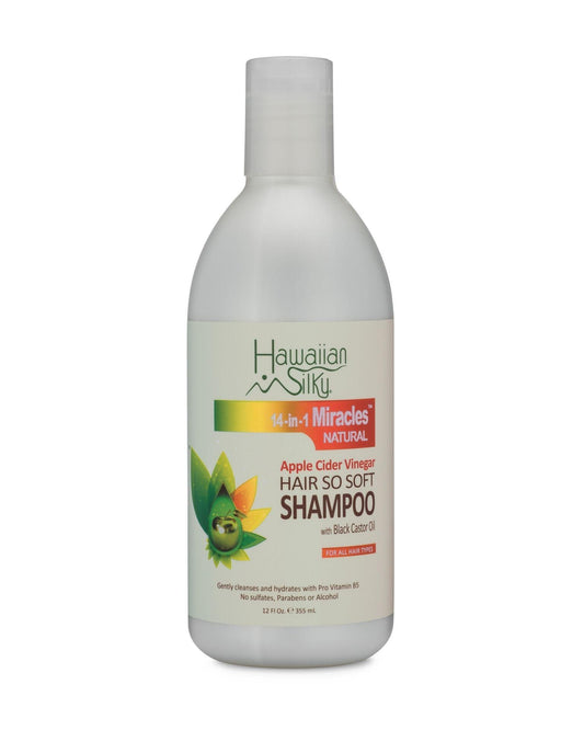 White Smoke Hawaiian Silky Apple Cider Vinegar Daily Shampoo Sulfate-Free, 12 fl oz - Black Castor Oil Enriched Extract - Treat Dry and Damaged Scalp | for Men, Women & Kids 14-in-1 Miracles