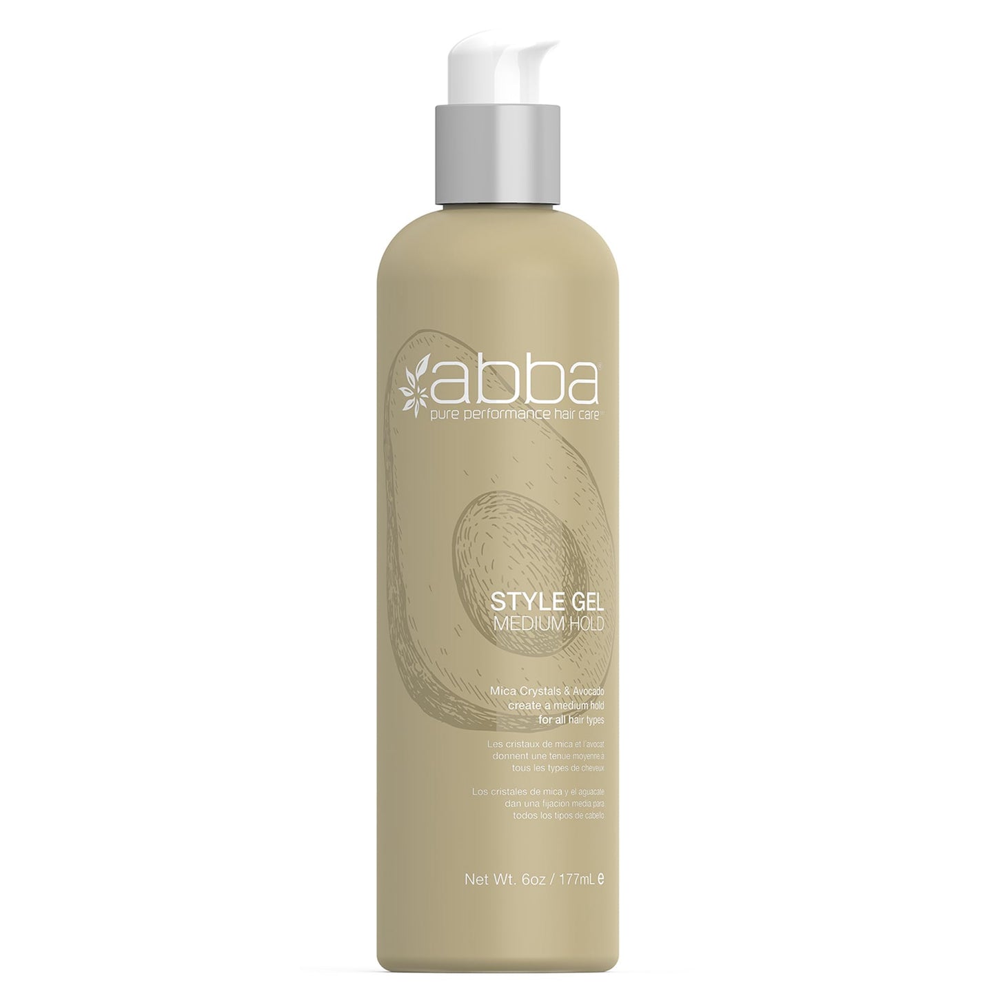 Tan ABBA - Pure Style Gel Medium Hold – Mica Crystals & Avocado, 6 fl oz