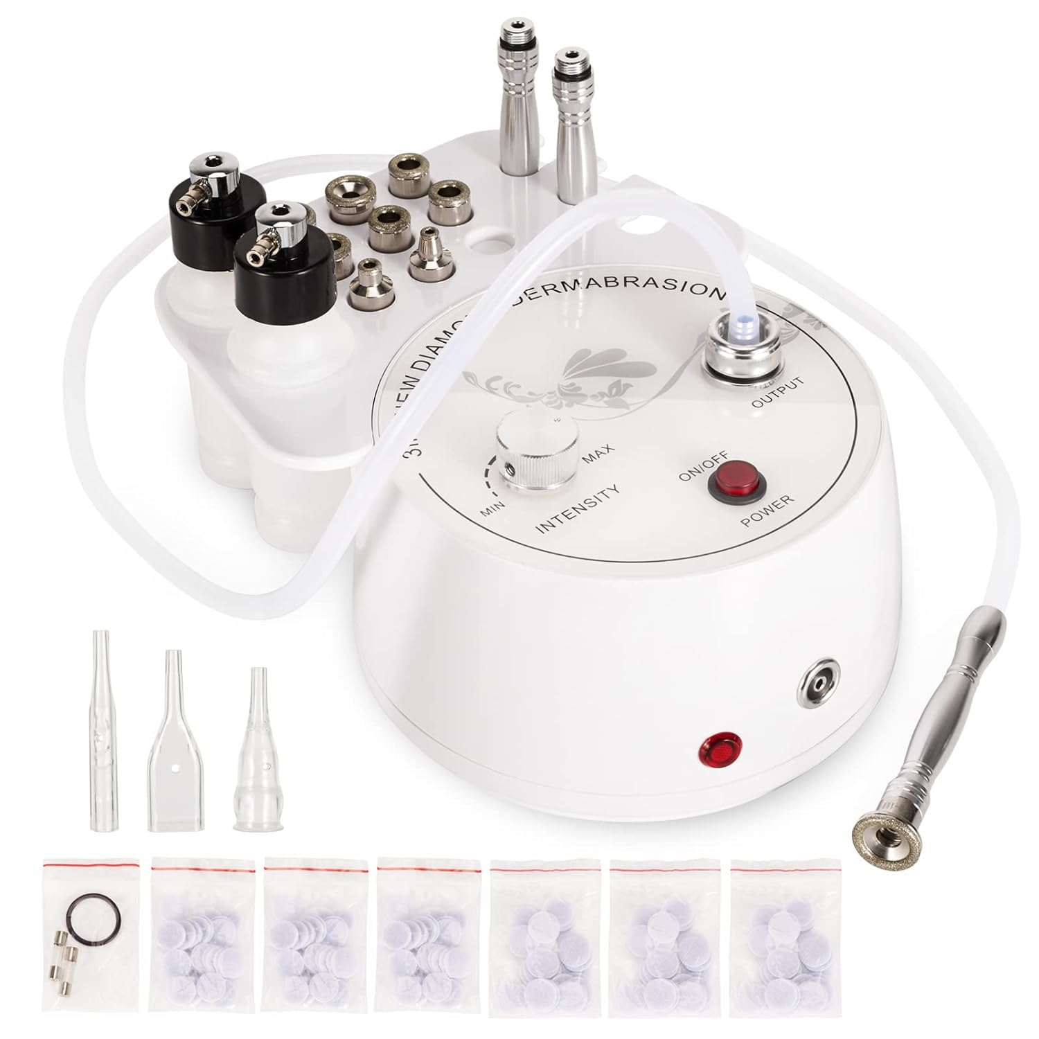 White Smoke AIMENGXI 3 in 1 Diamond Microdermabrasion Machine, Professional Microdermabrasion Device with Vacuum Spray, Beauty Facial Skin Care Dermabrasion Equipment for Salon Personal Home Use