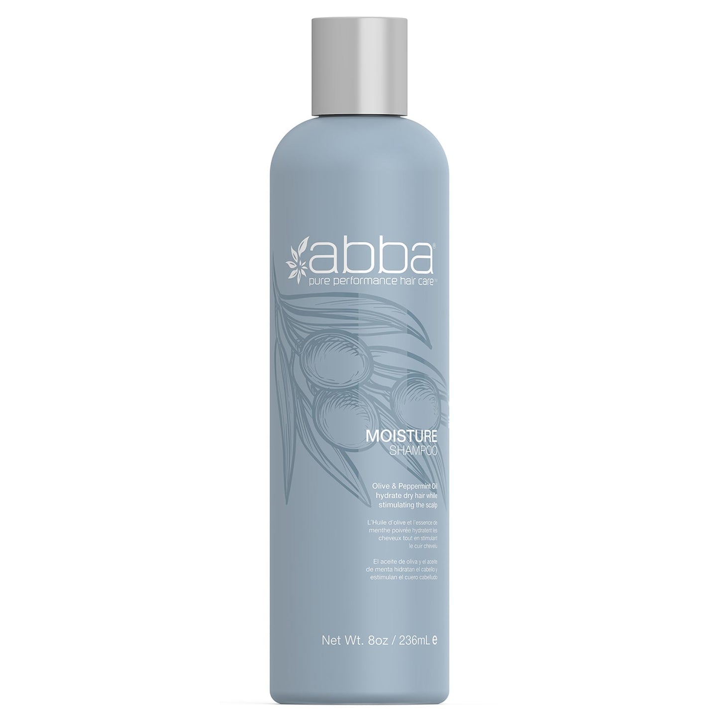 Gray ABBA Moisture Shampoo, Olive & Peppermint Oil,8 Fl Oz (Pack of 1)