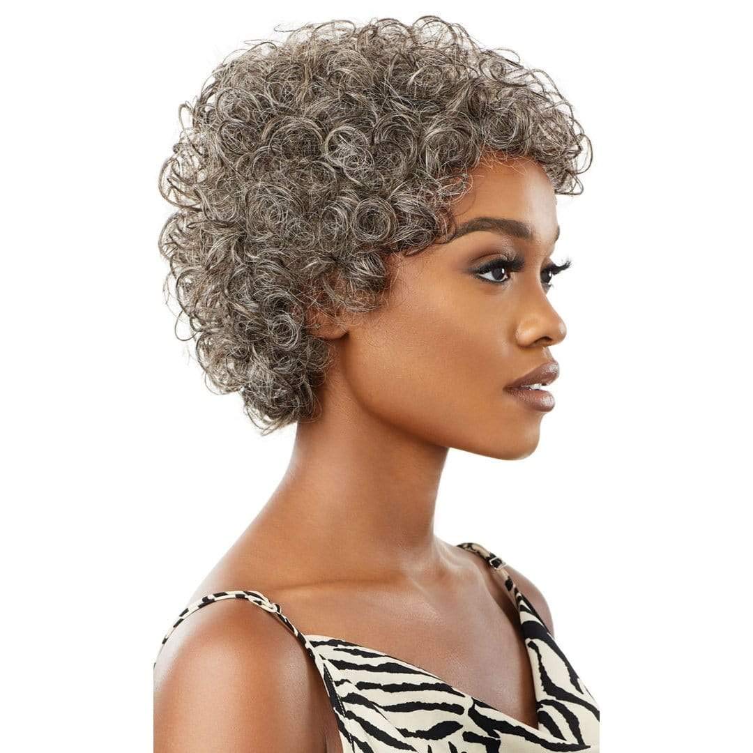 White Smoke FAB & FLY Gray Glamour Unprocessed Human Hair Wig -VERONICA (NATURAL BLACK)