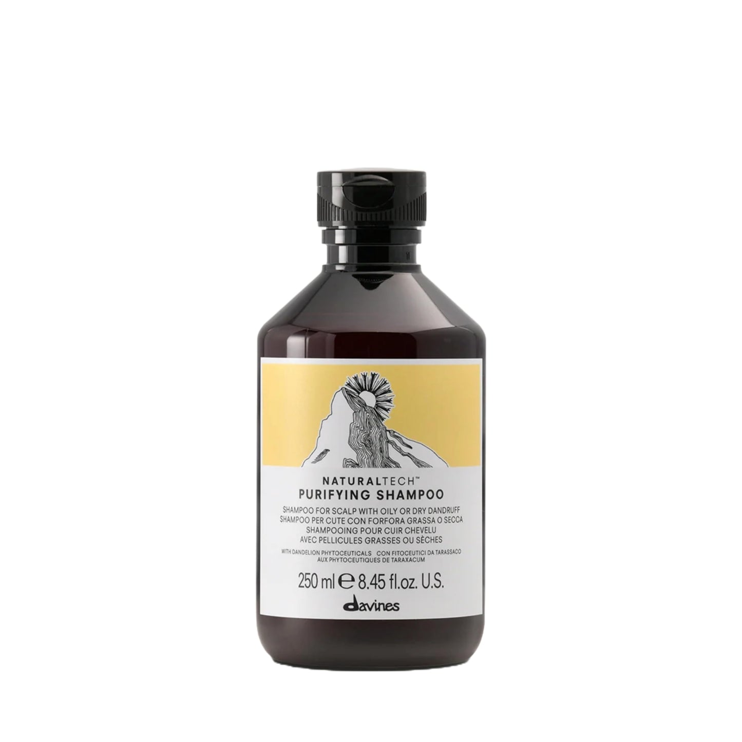 White Smoke Davines Naturaltech Purifying Shampoo, Clarifying & Anti-Dandruff for Dandruff (Oily or Dry) - With Dandelion Phytoceuticals - Cleanser for Scalp with Dandruff, 8.45 Fl Oz