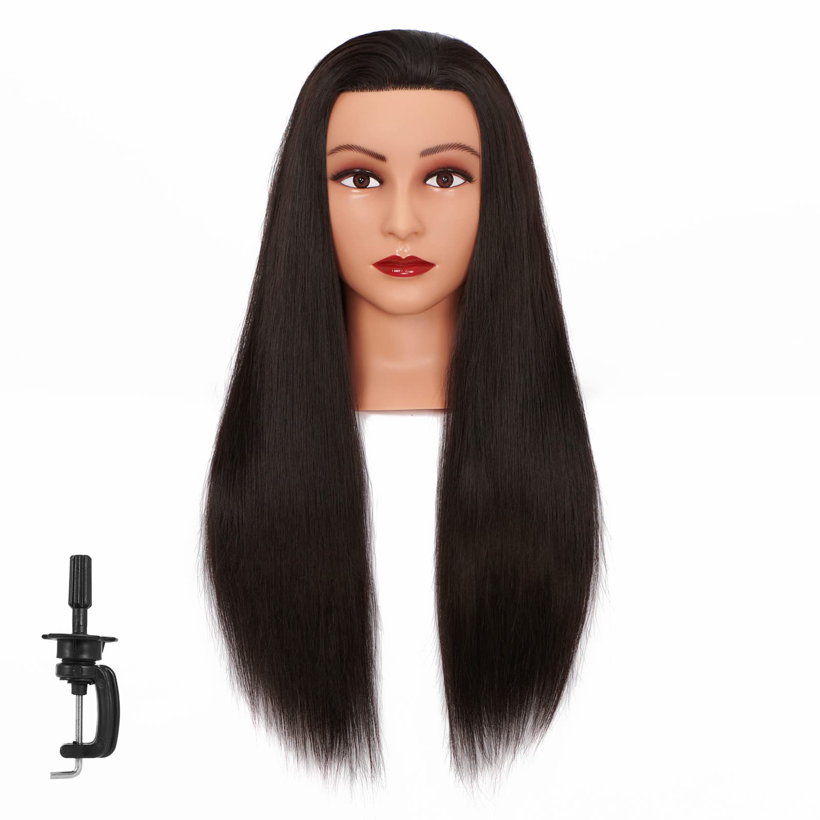 White Smoke Hairginkgo Mannequin Head 26"-28" Synthetic Fiber Training Head Braiding Head Hair Styling Manikin Cosmetology Doll Head Hairdresser Training Model for Cutting Braiding Practice with Clamp 92022LB0220