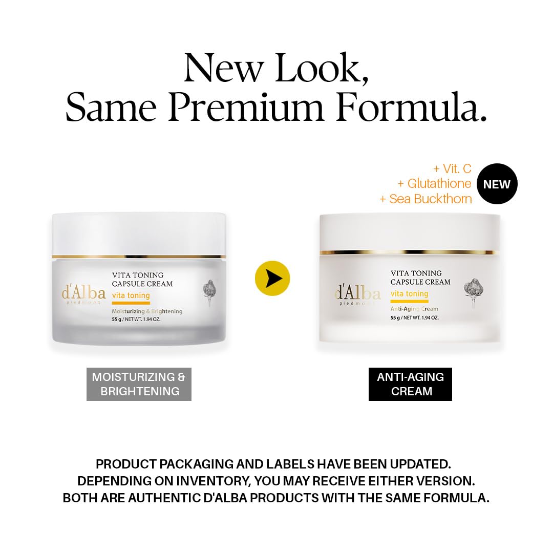 White Smoke d'alba Piedmont Vita Toning Capsule Cream, Face Moisturizer (1.94 oz)