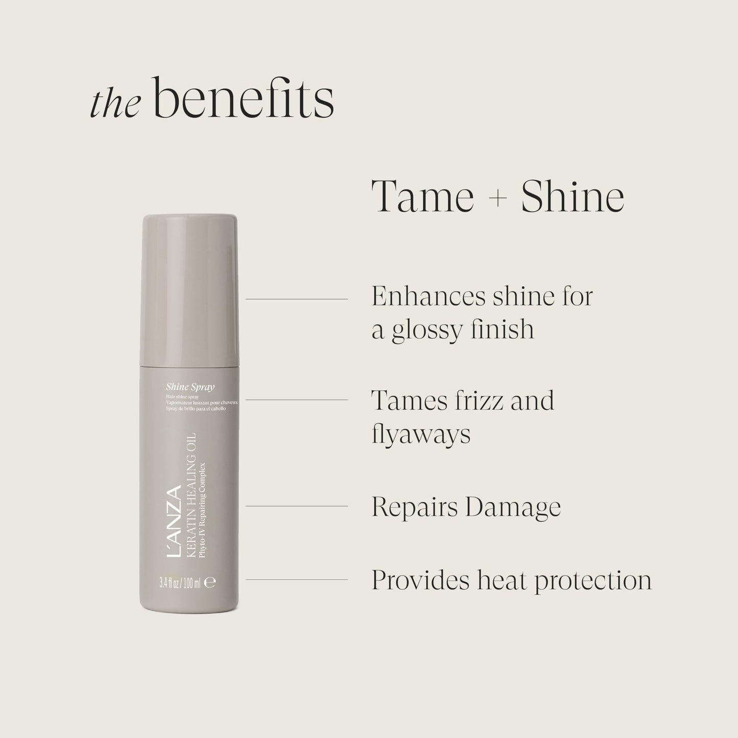 Lavender L'ANZA Keratin Healing Oil Shine Spray Hair Treatment Spray, Tames Flyaways, Anti-Humidity, Heat & UV Protection, Color Safe, Lightweight Finish Anti-Humidity, Sulfate Free (3.4 Fl Oz)