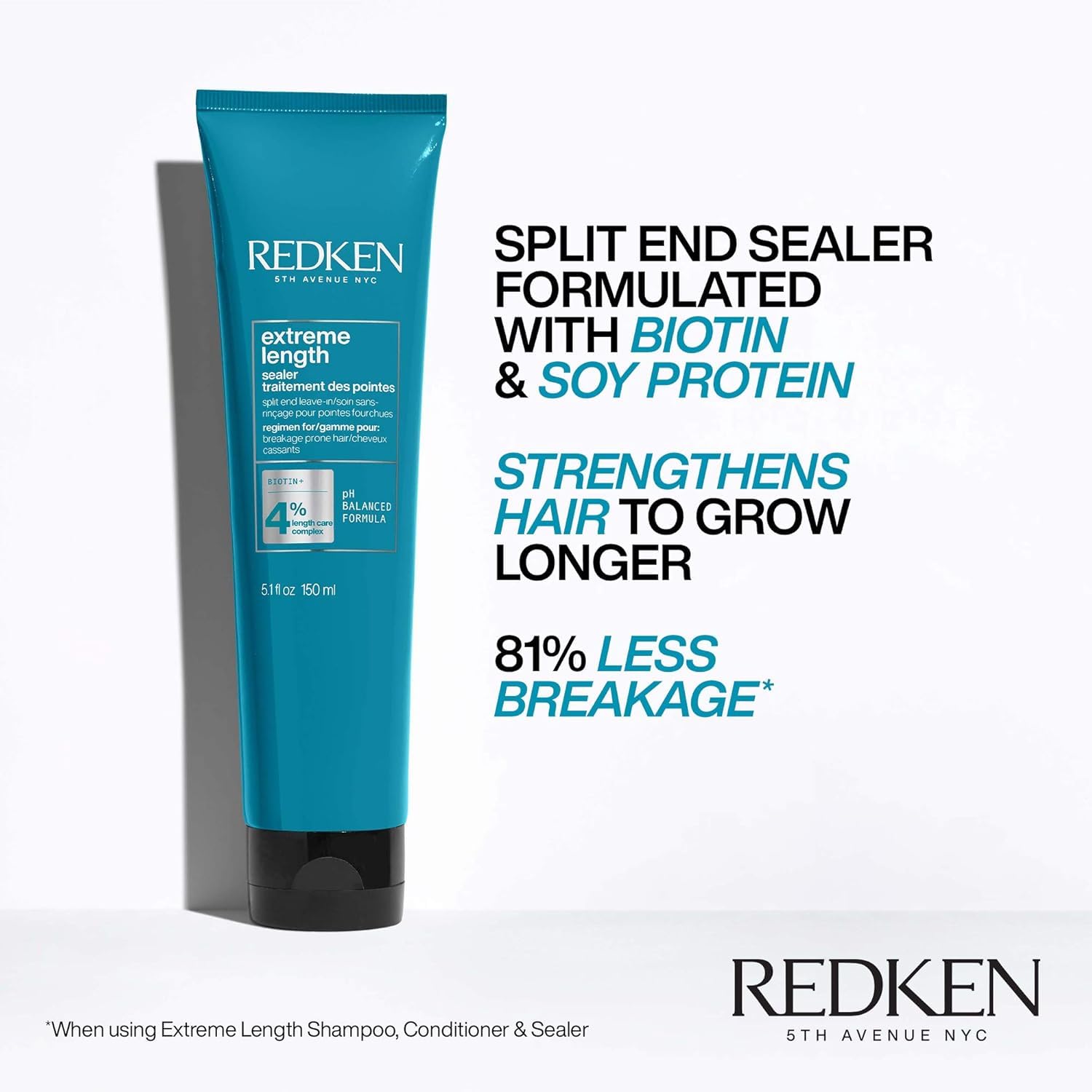 White Smoke Redken Extreme Length Leave-In Treatment For Hair Growth - Seals Split Ends & Prevents Breakage, Infused With Biotin