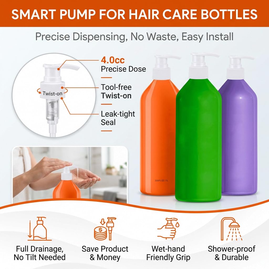 White Smoke 2 Pack Pump Compatible with Matrix Shampoo and Conditioner 1 L/ 33.8 Fl Oz Bottle, Liter Pump for Matrix Food for Soft Pumps Purple Bottles Pump Dispenser