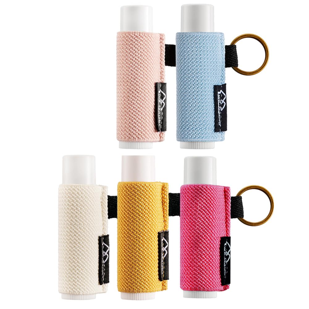 White Smoke WK IEASON Lip Balm Holder Keychain for LANEIGE, Summer Fridays, Small Christmas Gifts Stocking Stuffers for Teen Girls, Lip Gloss Holder Compatible With Chapstick, Burt's Bees Elastic Lipstick Holder