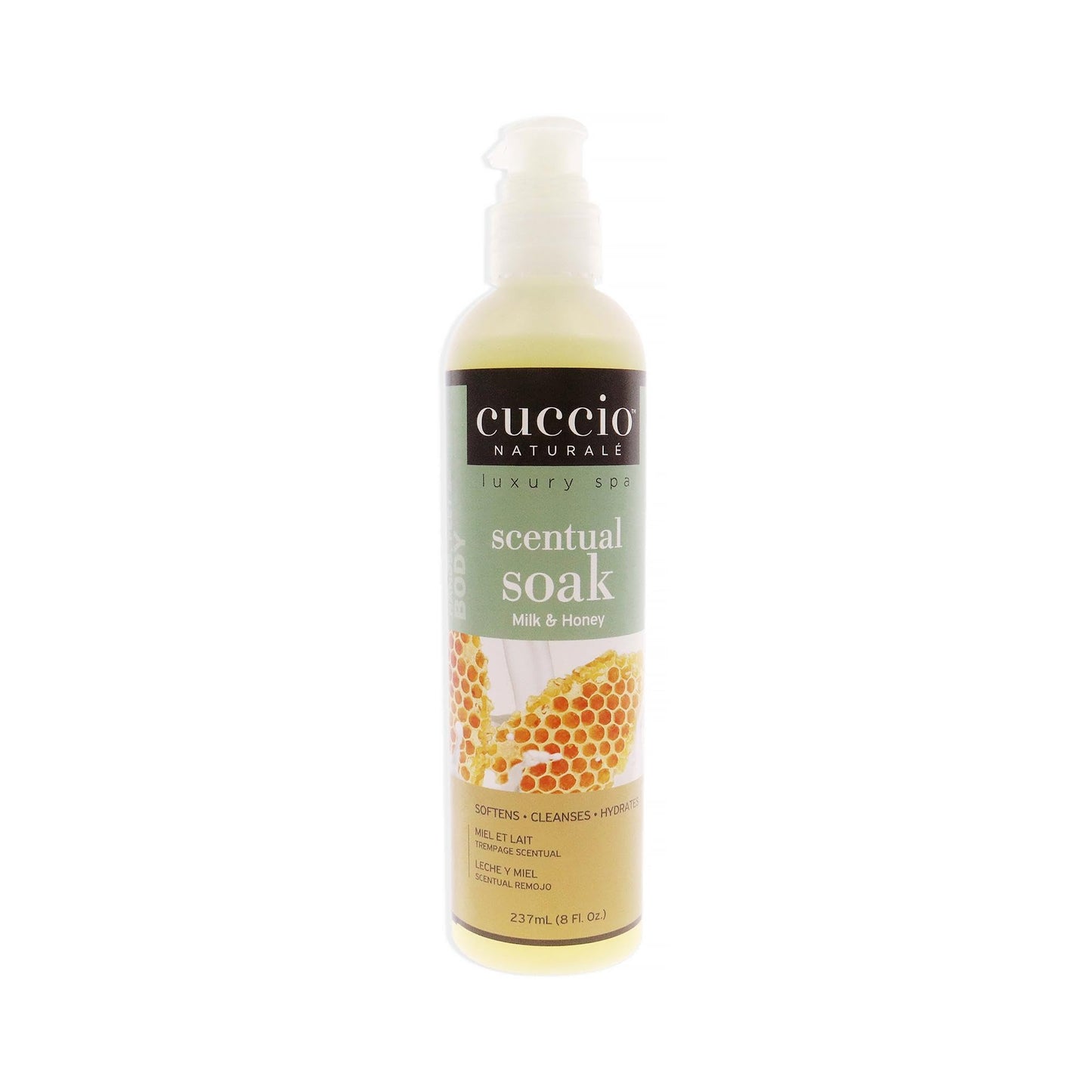 White Smoke Cuccio Naturale Scentual Soak - Creamy, Liquid Wash For Mani-Pedi - No Parabens - Soften, Cleanse And Hydrate Skin - Anti-Aging Solution - Use On Hands, Body And Feet - Milk And Honey - 8 Oz