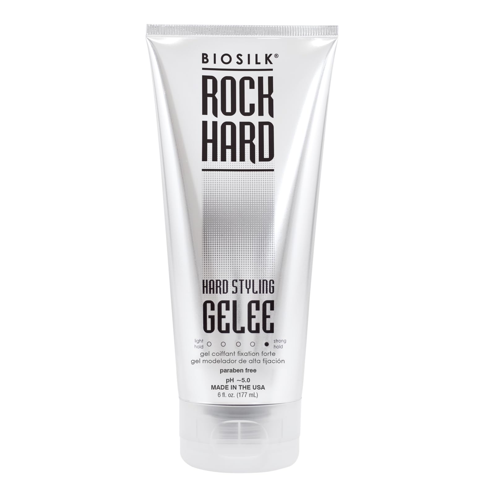 White Smoke BioSilk Rock Hard Gel, Firm-Hold Hair Gel for Long-Lasting Styles, Shapes, Defines & Adds Shine, Sulfate-Free, Paraben-Free, Cruelty-Free, 6 Oz