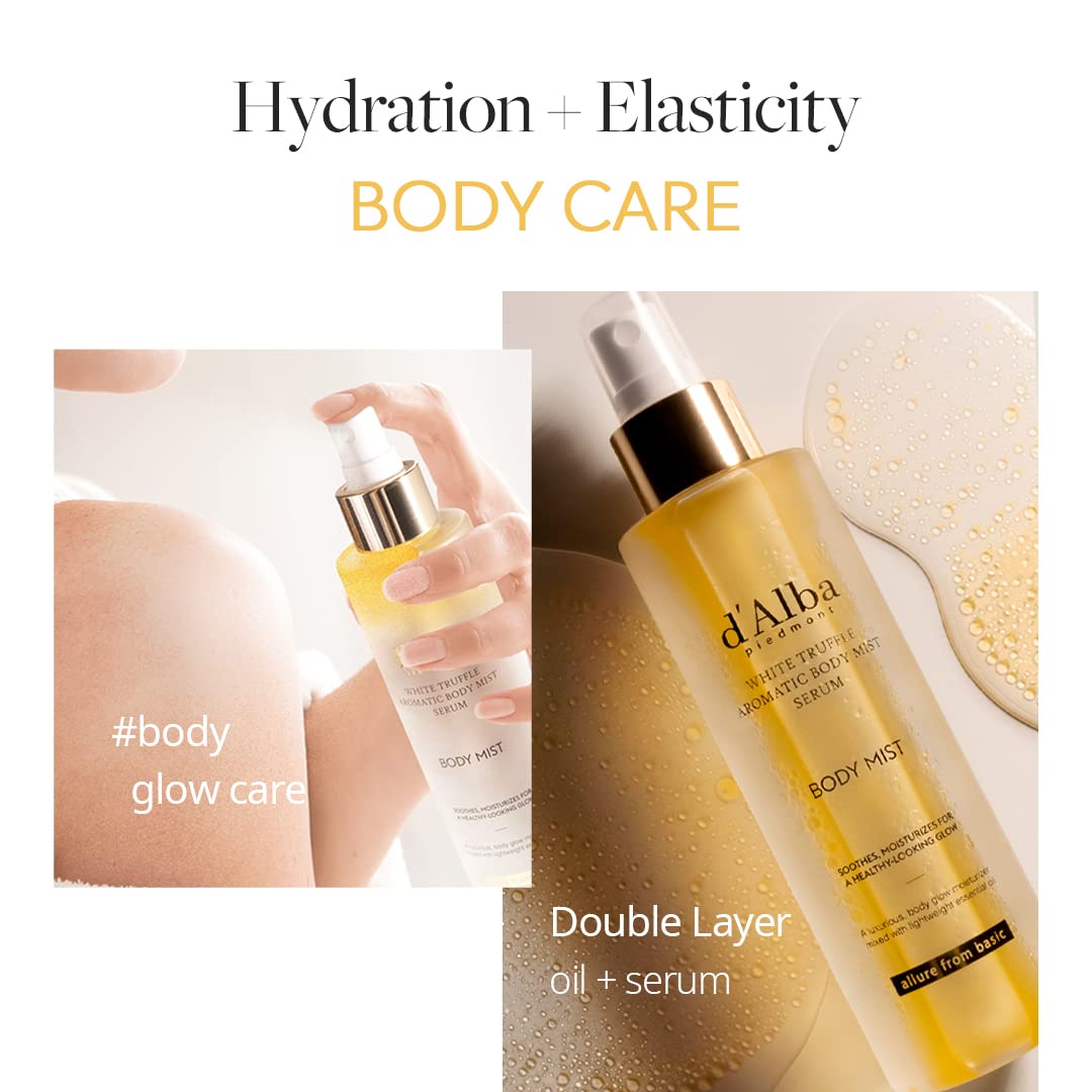 White Smoke d'alba Piedmont Italian White Truffle Aromatic Body Mist Serum, Glowy Hydrating Body Serum Spray, Go-to Body Mist for dry and damaged skin, Romantic Fragrance, Korean Skin Care (6.08 fl oz.)
