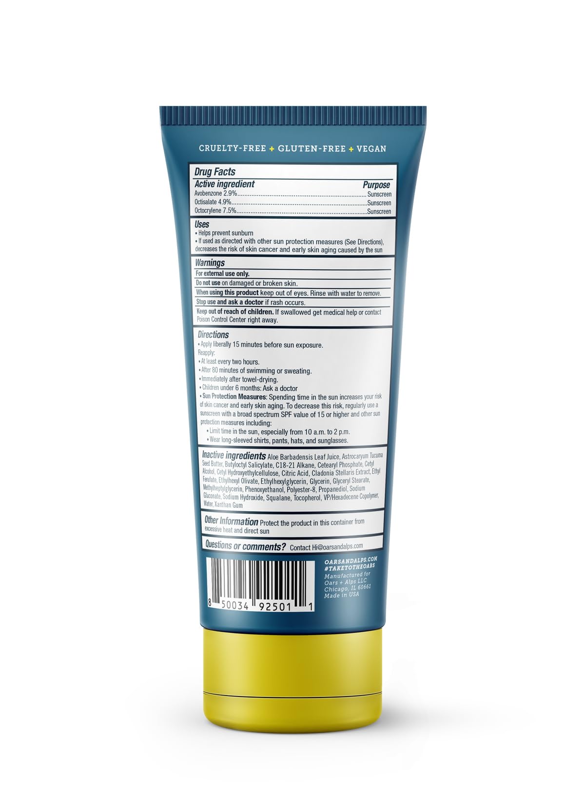 White Smoke Oars + Alps SPF 35 Body + Face Sunscreen Lotion, No White Cast, 2pk, 6oz