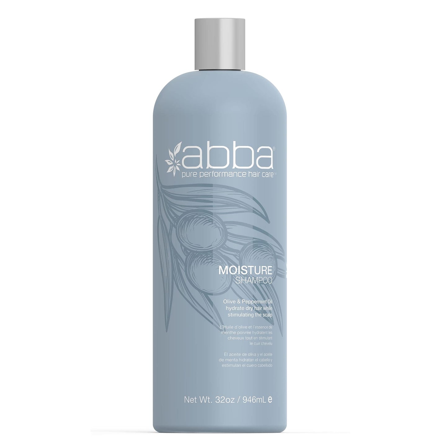 Gray ABBA Moisture Shampoo, Olive & Peppermint Oil, 32 Fl Oz (Pack of 1)