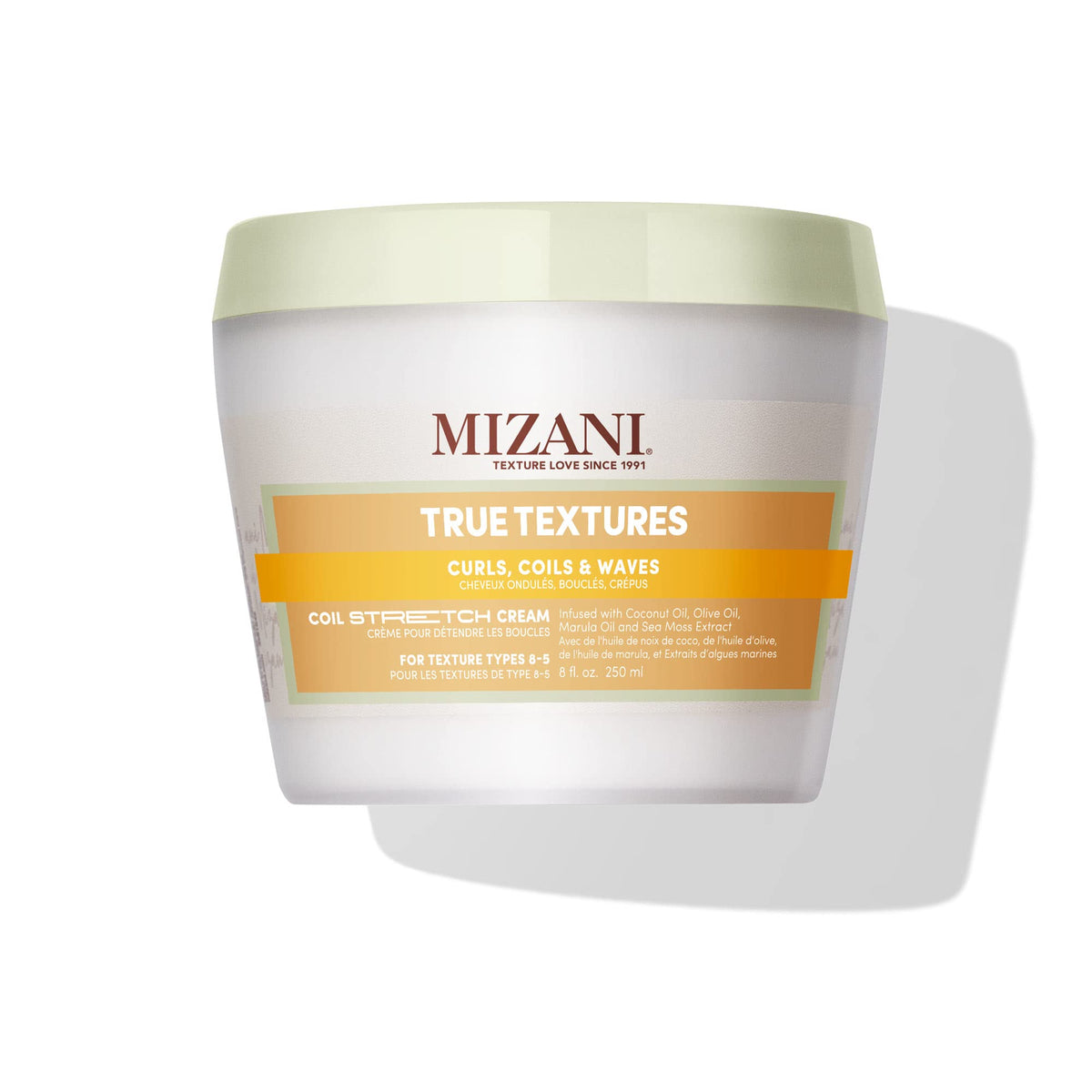 Light Gray Mizani True Textures Coil Stretch Cream - Soft Hold Curl Shaping Cream, Non-Drying For Curly & Coily Hair