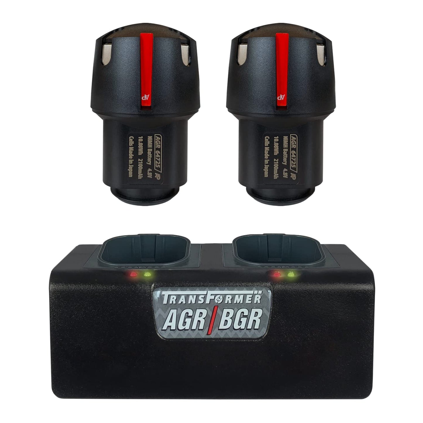 White Smoke Artisan Power Double Charger and Two Replacement Batteries | Best for Andis PowerGroom AGR+ and BGR+ Series Clippers | NiMH Rechargeable Battery Pack | 2100 mAh - 27% Higher Than the OEM Batteries