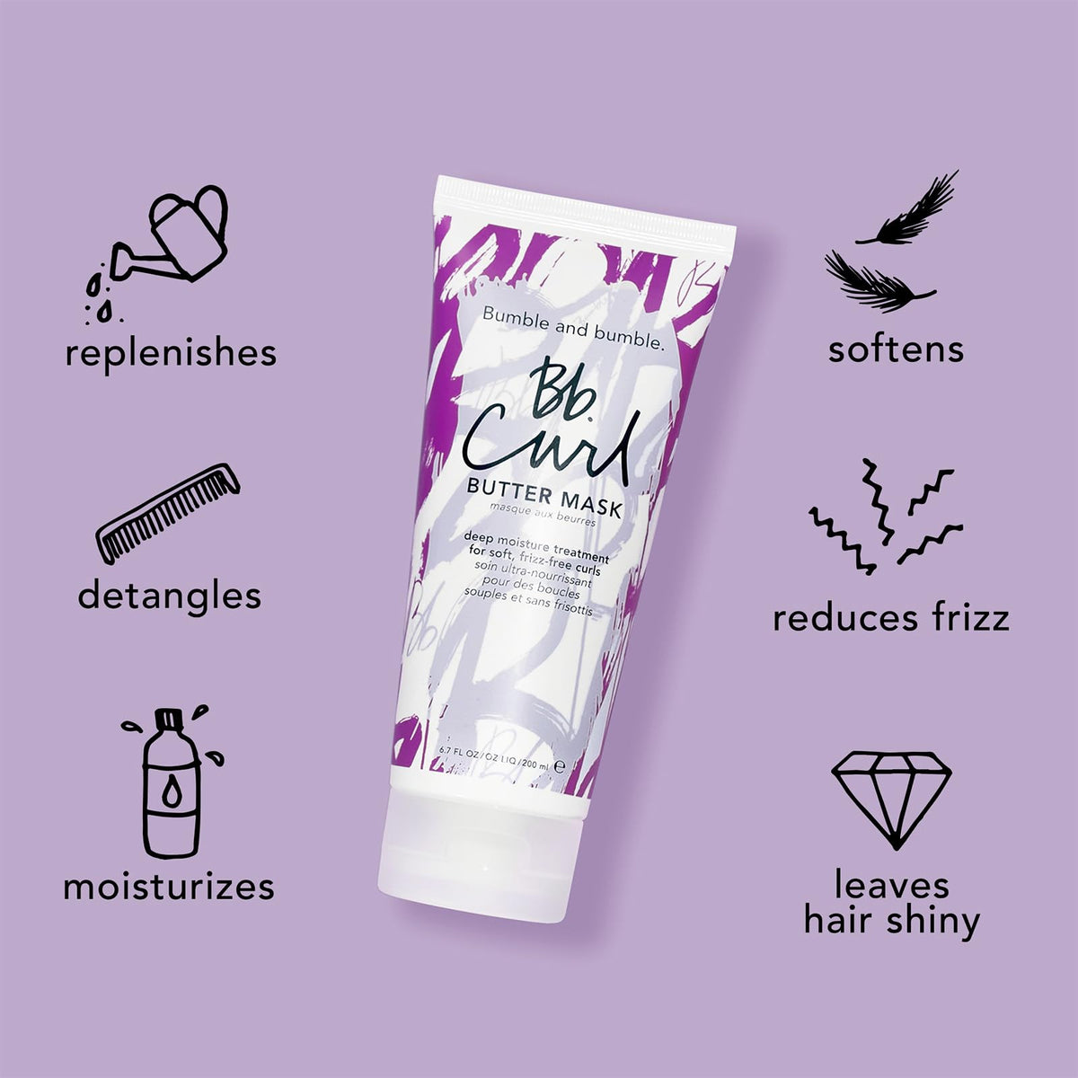 Gray Bumble and bumble. Curl Butter Hair Mask | Deep Moisture for Medium to Thick Coily, Curly, Wavy Hair | Anti Frizz + Color Safe | With Jojoba, Avocado + Coconut Oil | Standard Size, 6.7 Fl Oz