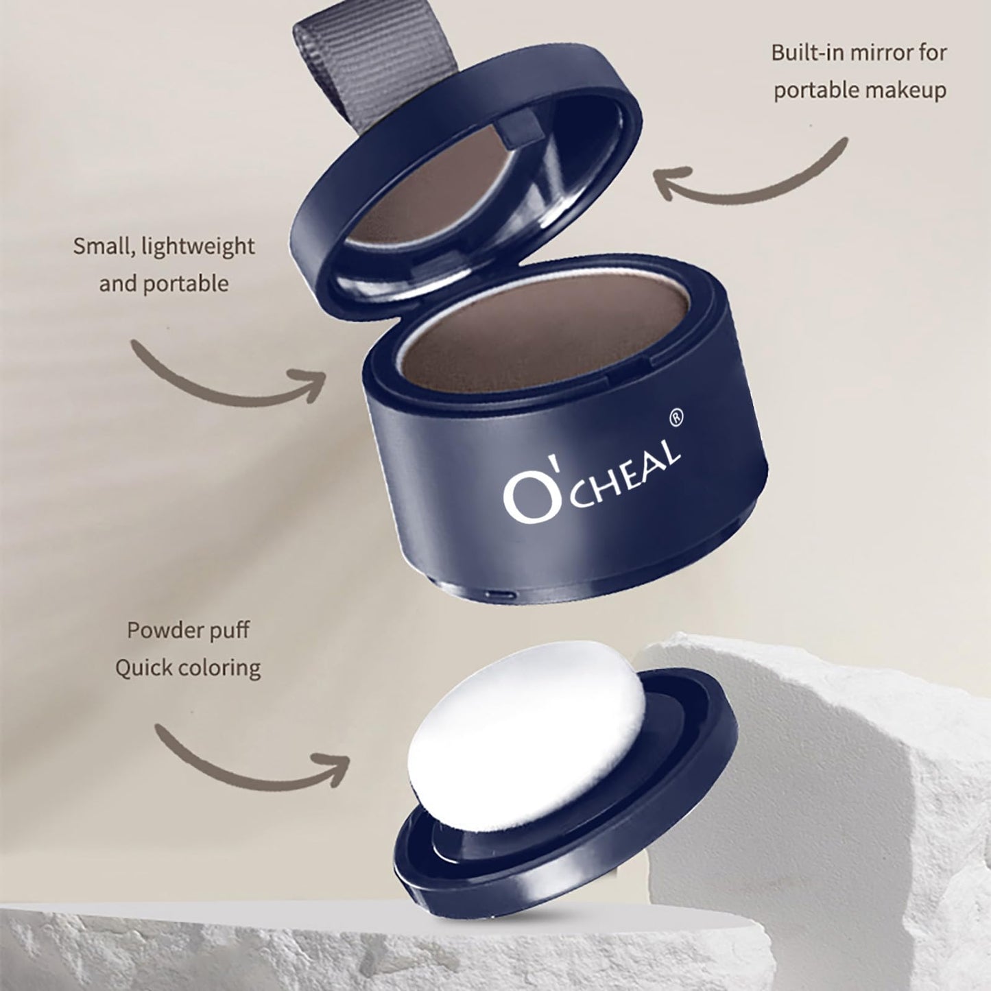 Light Gray O'CHEAL Hairline Powder Dark Brown, Waterproof Hair Fibers for Thinning Hair, Instantly Root Touch Up Hair Color for Gray Hair Coverage, Long Lasting Hair Line Shadow Toppers Powder for Men and Women